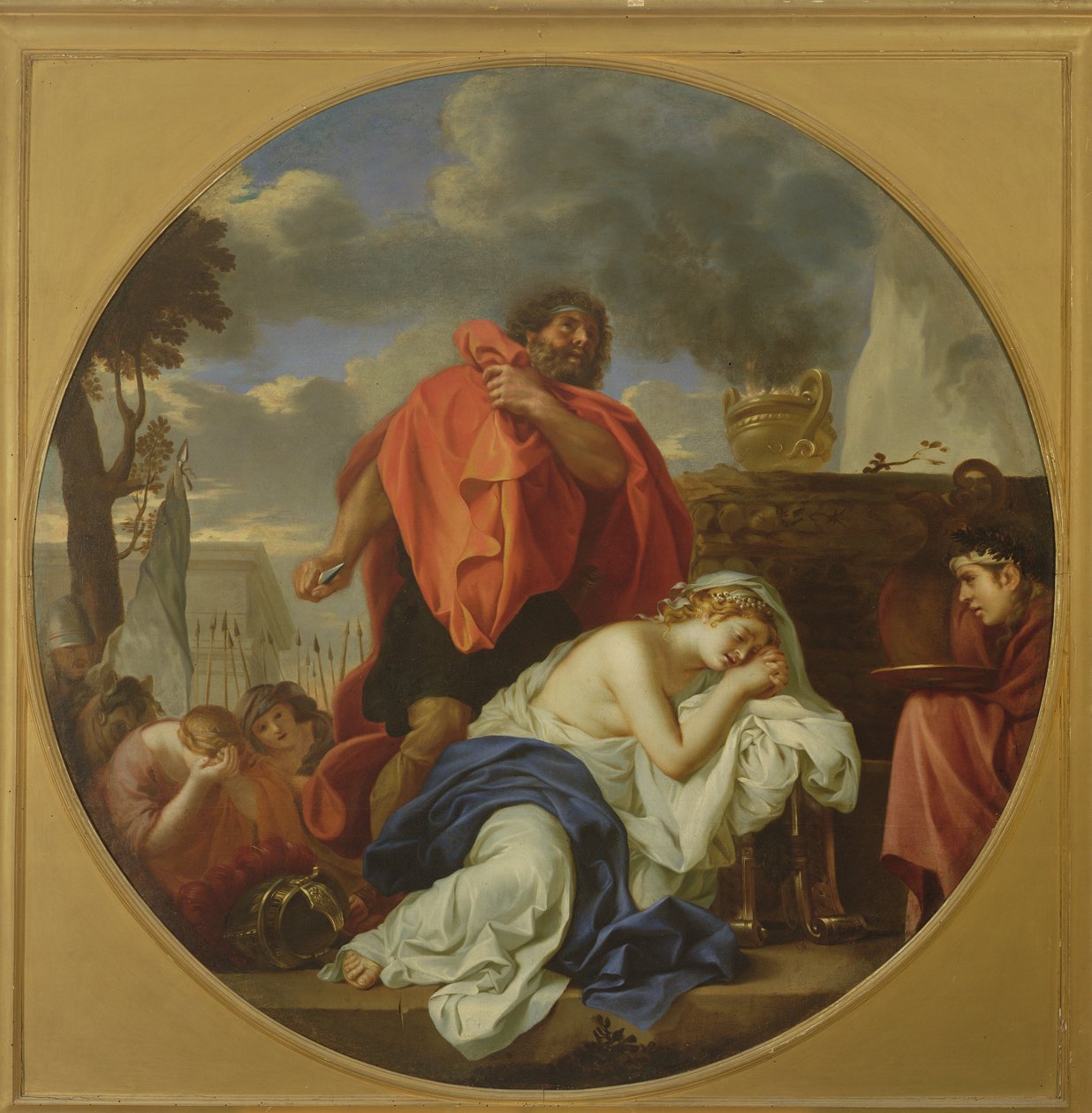 Jefte feláldozni készül a lányát (olaj, vászon) alkotó: Charles Le Brun