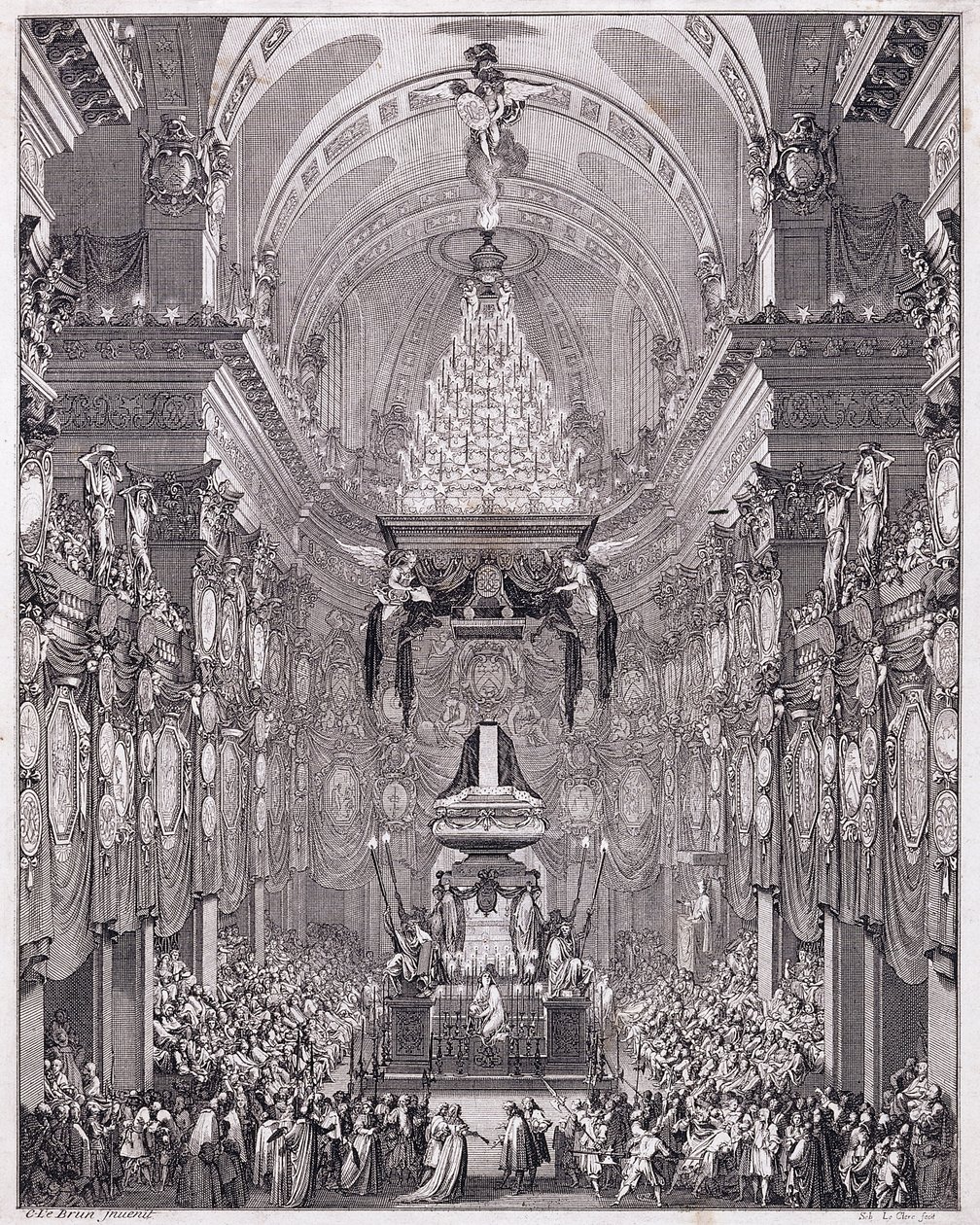 Az Oratoire du Louvre mauzóleuma, Rue Saint-Honore, Pierre Seguier francia államférfi emlékére, 1672. május, 1770-1780 körül (metszet) alkotó: Charles Le Brun