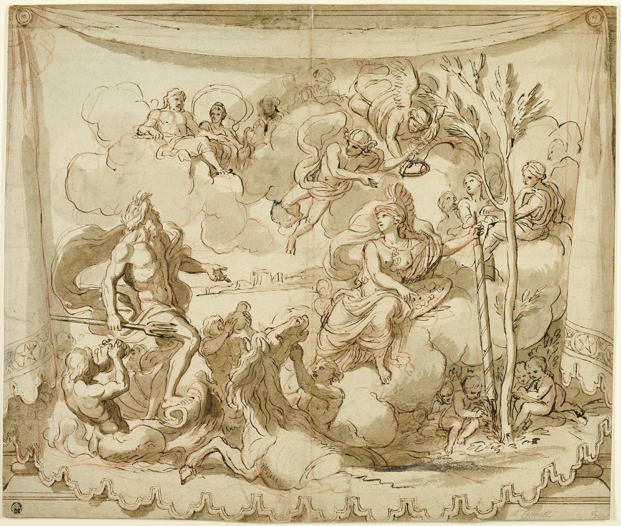 Neptunusz és Minerva Athén alapításáról beszélgetnek alkotó: Charles Le Brun