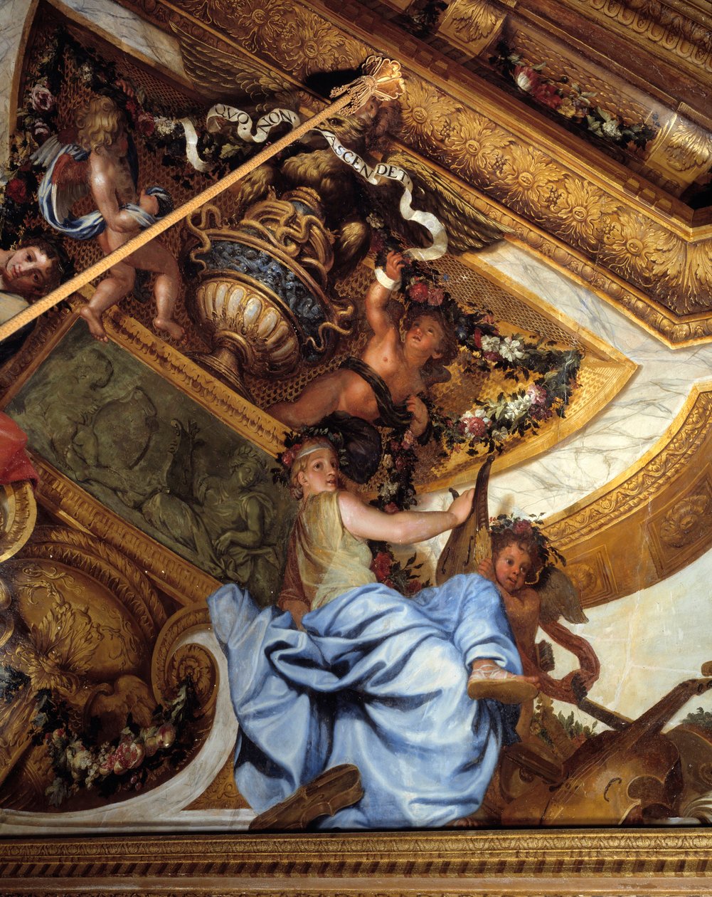 Salon des muses, részlet: a zene. Charles Lebrun (Le Brun) festménye trompe l