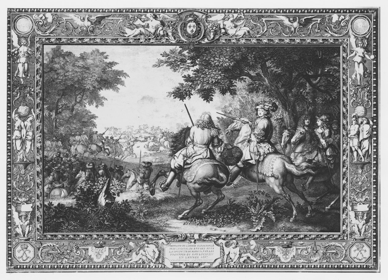 Függő „Histoire du Roi”, de Marsin gróf veresége, Sebastien Le Clerc (1673-1714) metszete, 1680 alkotó: Charles Le Brun