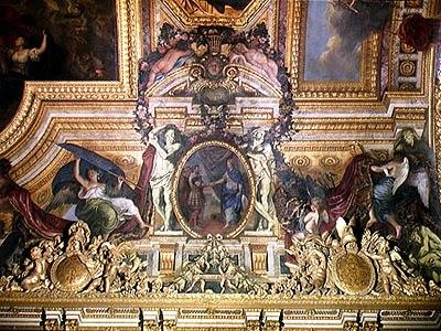 A szövetség megújítása a svájciakkal 1663-ban, mennyezetfestmény a Galerie des Glaces-ből alkotó: Charles Le Brun