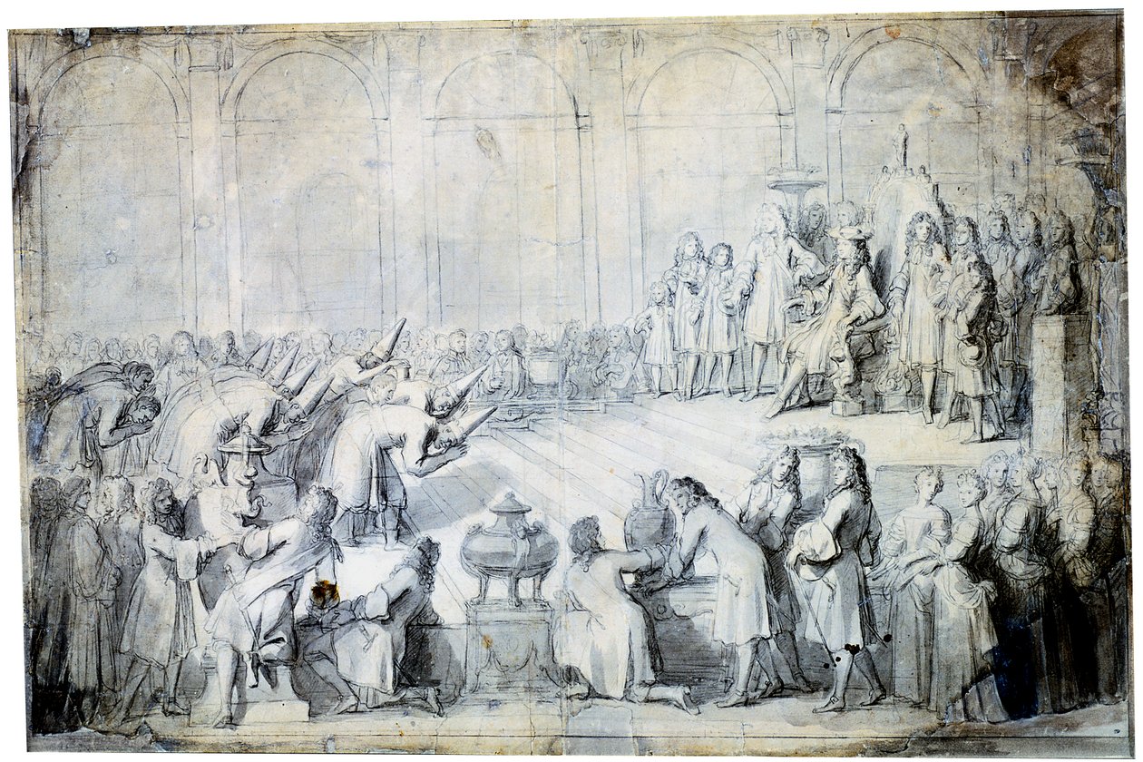 A sziámi nagykövetek a király előtt, 1686 alkotó: Charles Le Brun