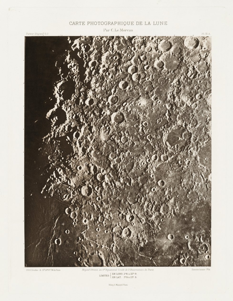 Carte photographique de la lune, planche III.A (A Hold fényképészeti ábrája, III.A lemez),október 21. alkotó: Charles le Morvan