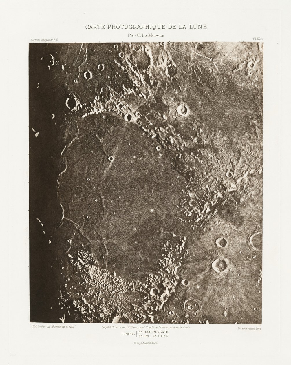 Carte photographique de la lune, planche IX.A (A Hold fényképészeti ábrája, IX.A lemez),október 21. alkotó: Charles le Morvan