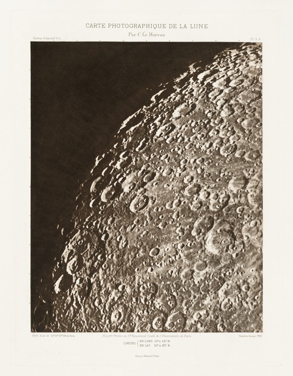 Carte photographique de la lune, planche V.A (A Hold fotográfiai térképe, V.A. lemez),augusztus 13. alkotó: Charles le Morvan