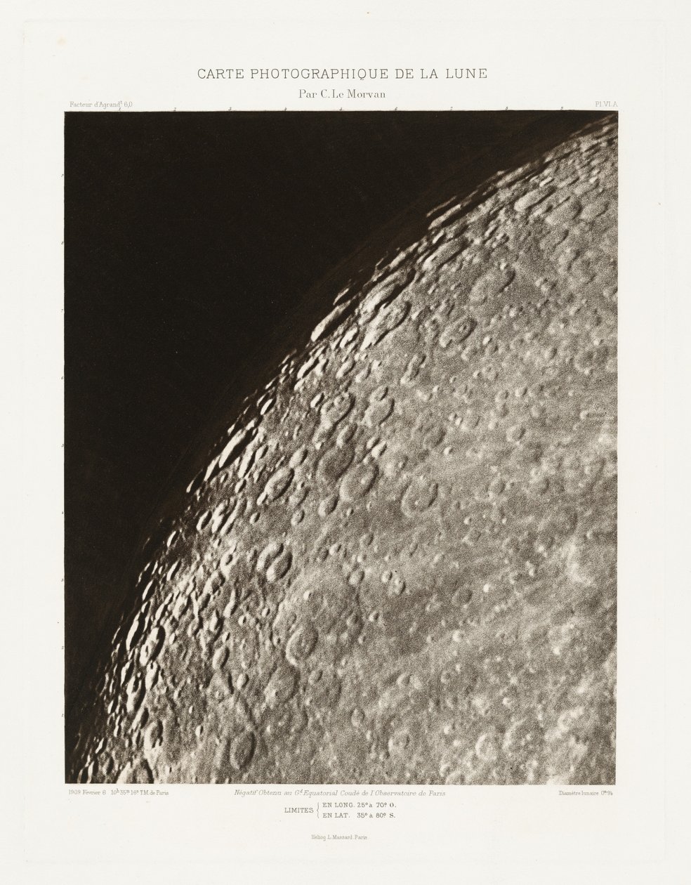 Carte photographique de la lune, planche VI.A (A Hold fényképészeti ábrája, VI.A lemez),február 6. alkotó: Charles le Morvan