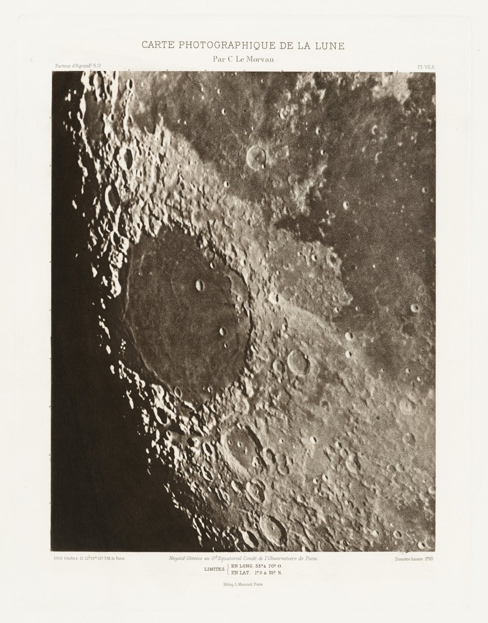 Carte photographique de la lune, planche VII.A (A Hold fotográfiai térképe, VII.A lemez),október 11. alkotó: Charles le Morvan