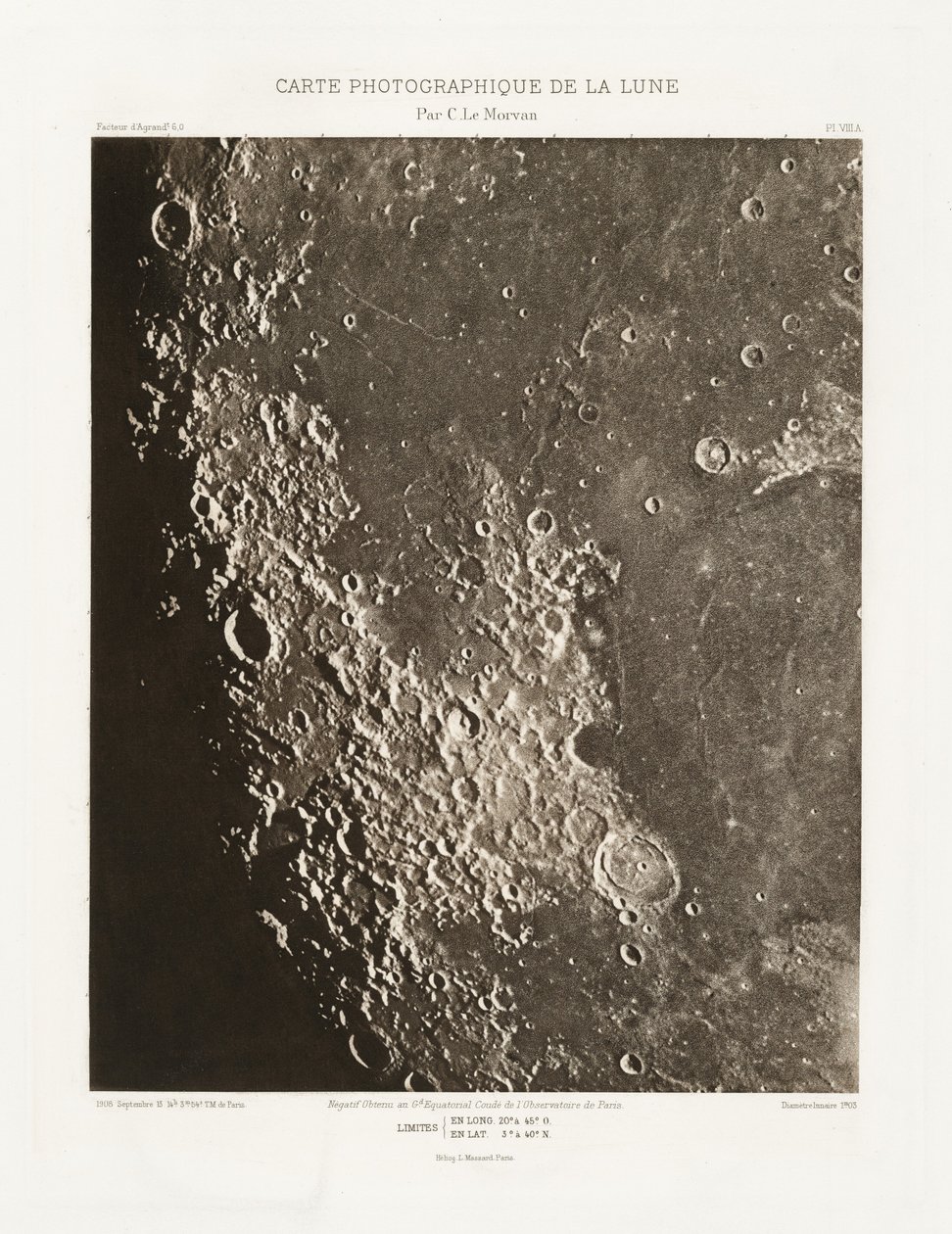 Carte photographique de la lune, planche VIII.A (A Hold fényképészeti térképe, VIII.A lemez),szeptember 13. alkotó: Charles le Morvan