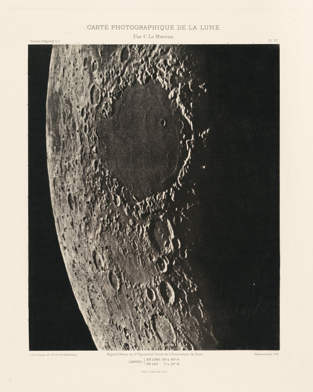 Carte photographique de la lune, planche VII (A Hold fényképészeti ábrája, VII. lap),február 23. alkotó: Charles le Morvan