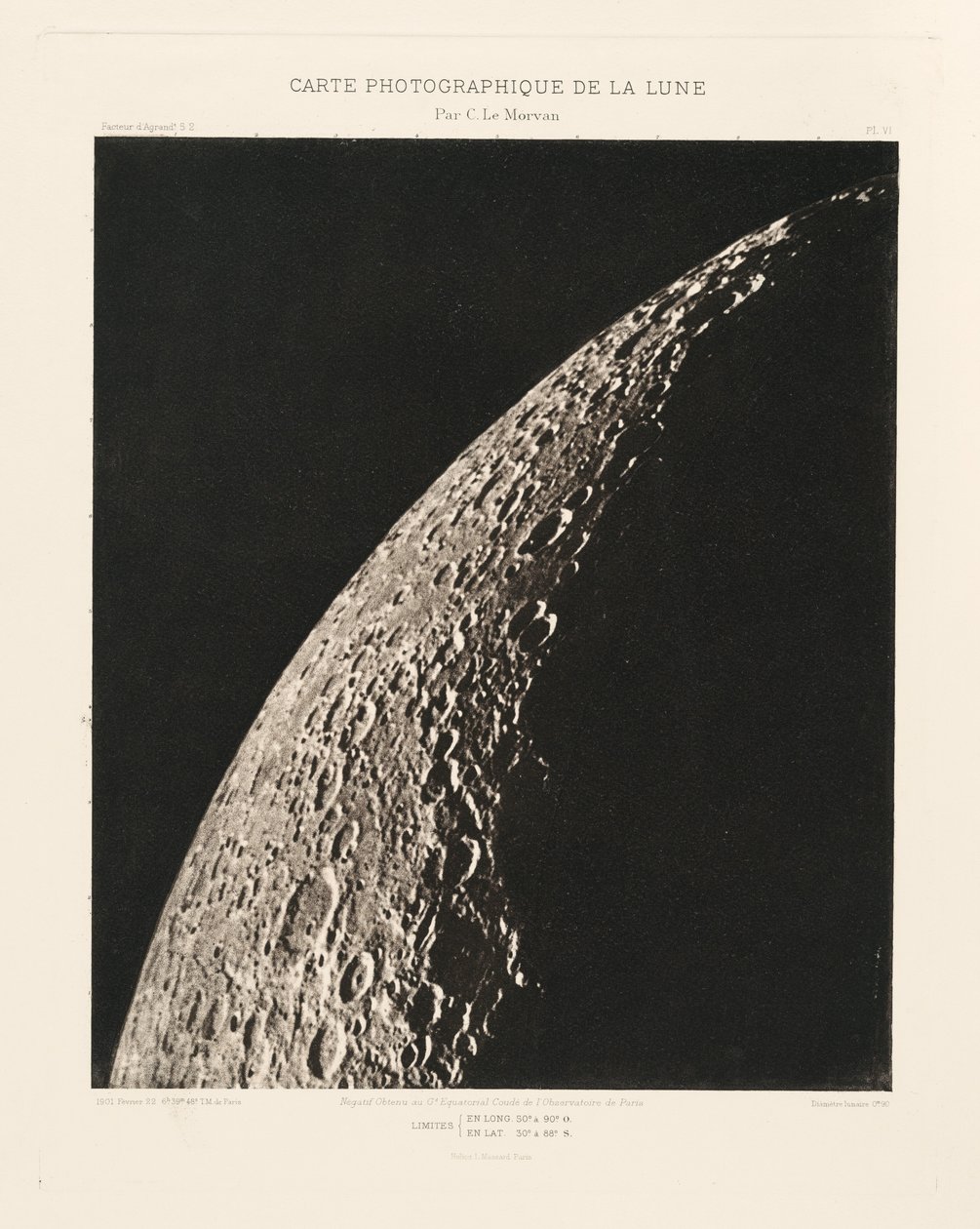 Carte photographique de la lune, planche VI (A Hold fényképészeti ábrája, VI. lap),február 22. alkotó: Charles le Morvan