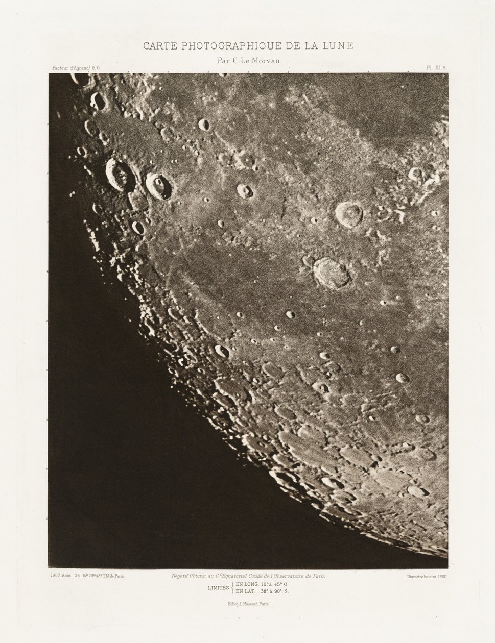 Carte photographique de la lune, planche XI.A (A Hold fényképészeti ábrája, XI.A lemez),augusztus 26. alkotó: Charles le Morvan