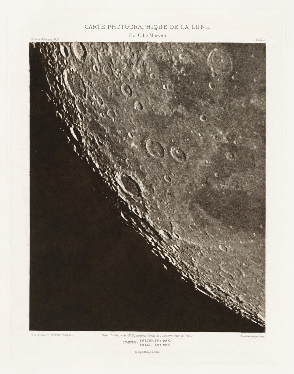 Carte photographique de la lune, planche XII.A (A Hold fotográfiai térképe, XII.A lemez),október 11. alkotó: Charles le Morvan