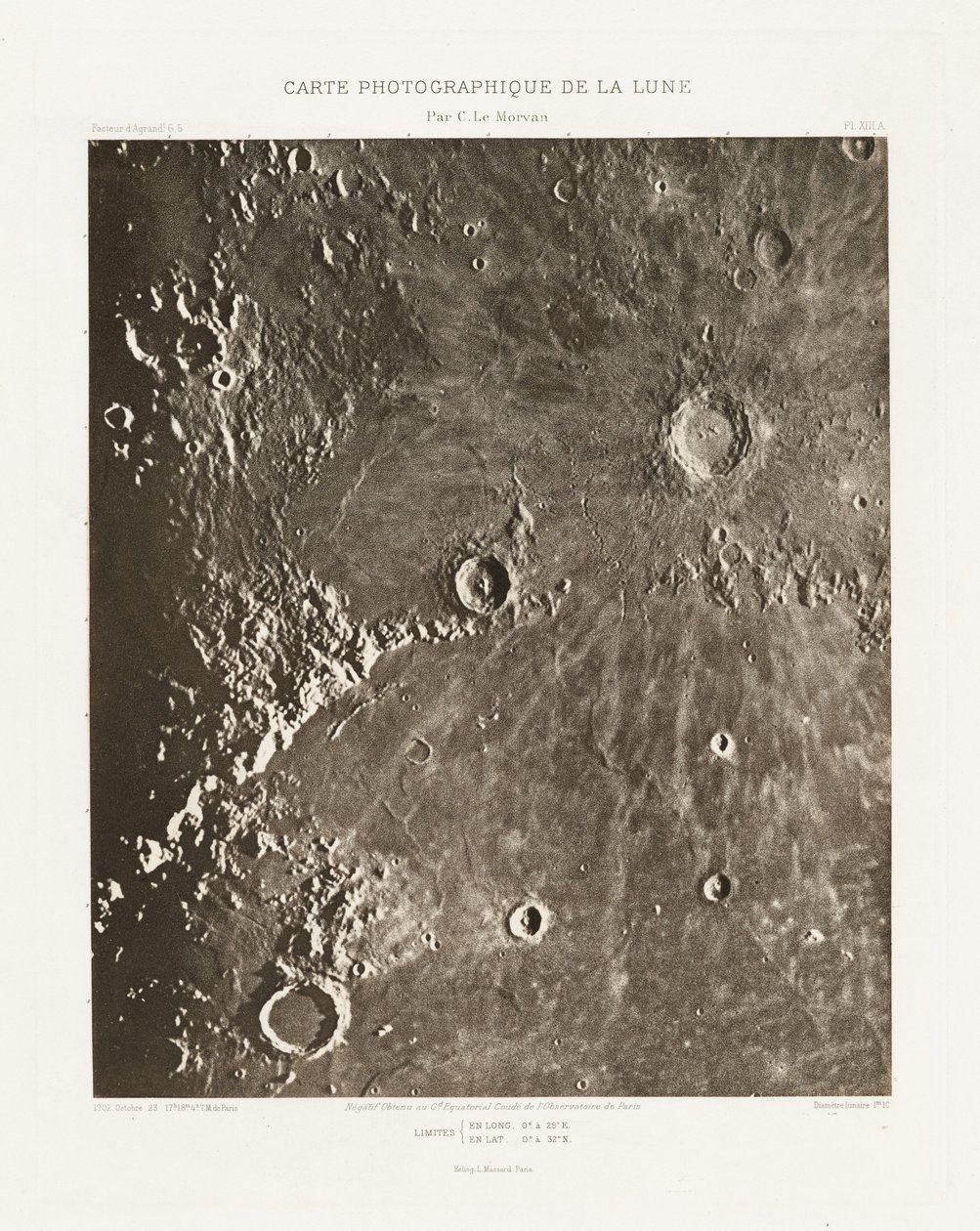 Carte photographique de la lune, planche XIII.A (A Hold fényképészeti ábrája, XIII.A lemez),október 23. alkotó: Charles le Morvan