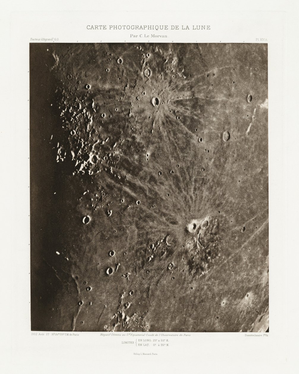 Carte photographique de la lune, planche XIV.A (A Hold fényképészeti ábrája, XIV.A lemez),augusztus 27. alkotó: Charles le Morvan