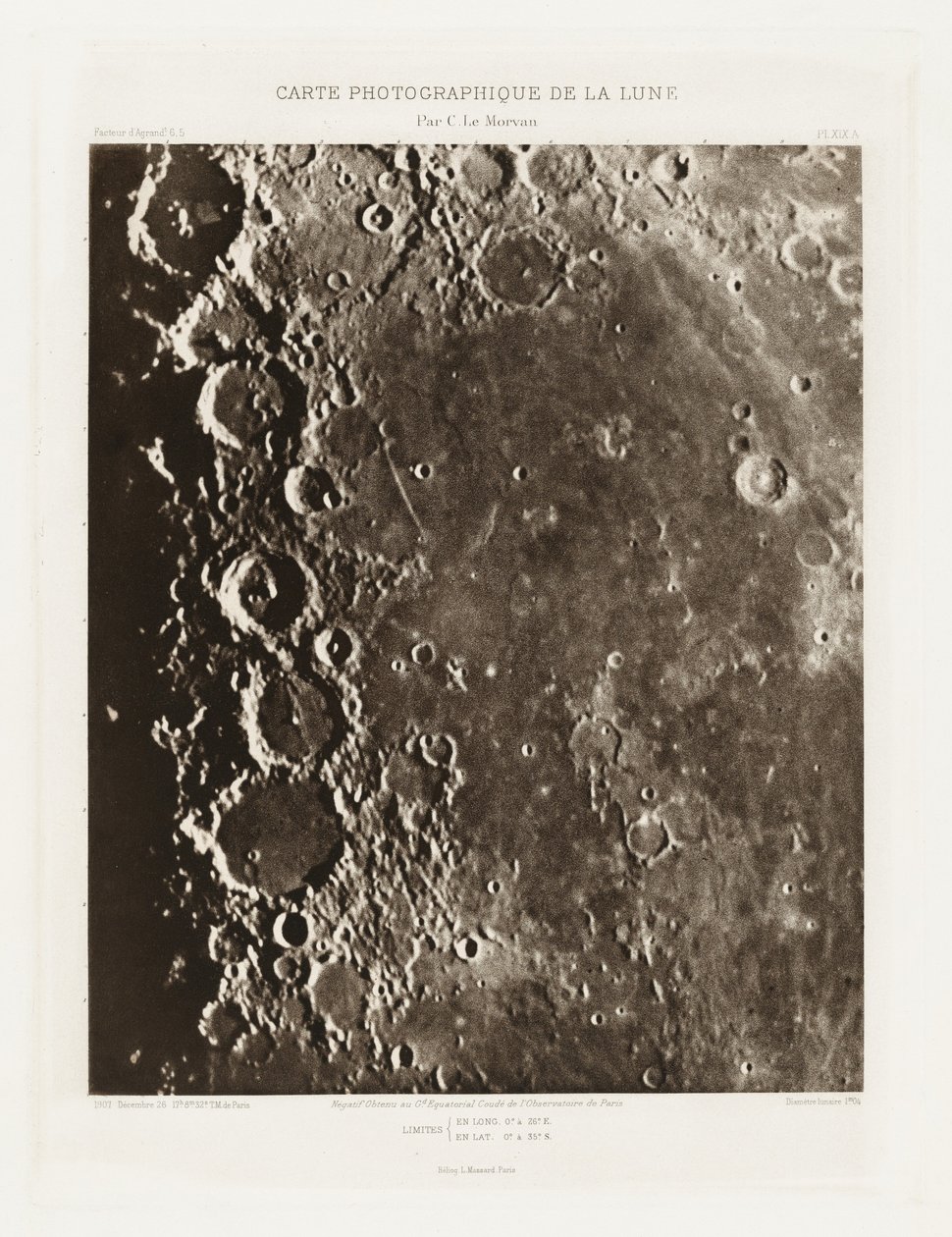 Carte photographique de la lune, planche XIX.A (A Hold fényképészeti ábrája, XIX.A lemez),december 26. alkotó: Charles le Morvan