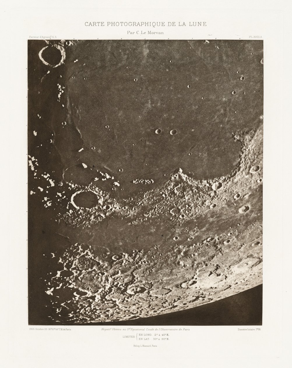 Carte photographique de la lune, planche XVIII.A (A Hold fényképészeti ábrája, XVIII.A lemez),október 20. alkotó: Charles le Morvan