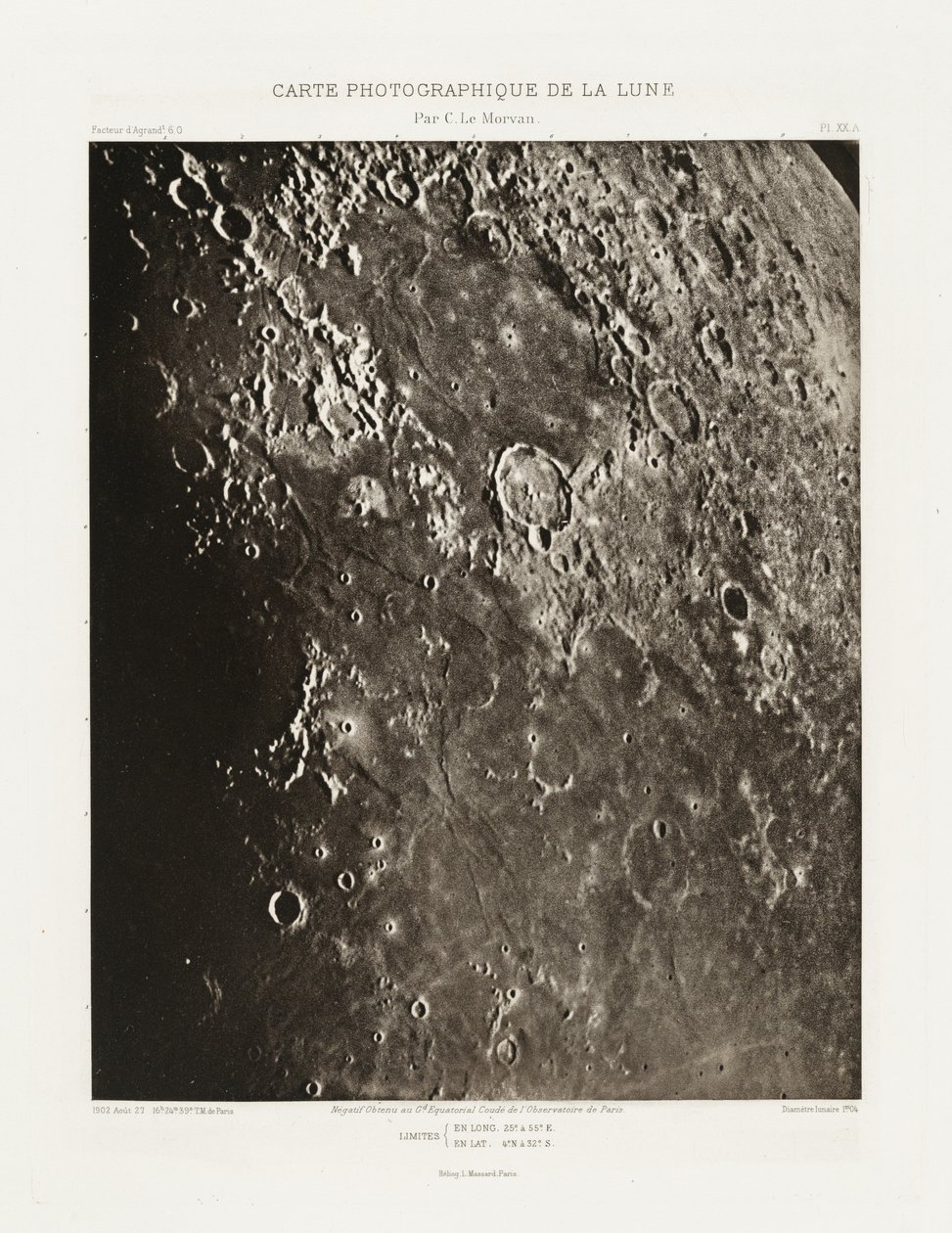 Carte photographique de la lune, planche XX.A (A Hold fényképészeti ábrája, XX.A lemez),augusztus 27. alkotó: Charles le Morvan
