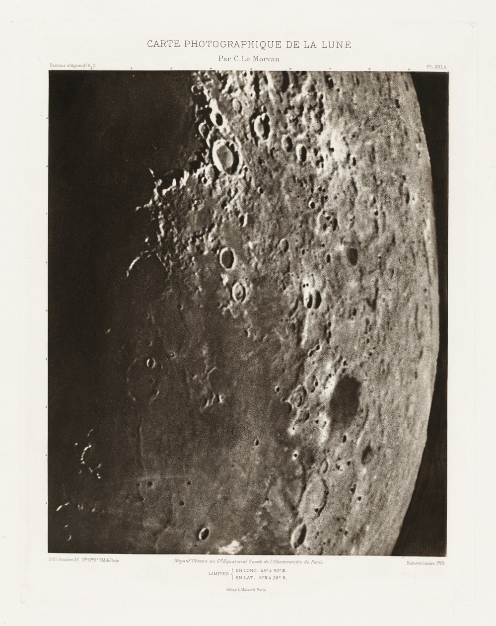 Carte photographique de la lune, planche XXI.A (A Hold fényképészeti ábrája, XXI.A lemez),október 23. alkotó: Charles le Morvan