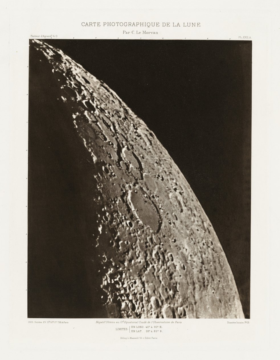 Carte photographique de la lune, planche XXII.A (A Hold fényképészeti ábrája, XXII.A lemez),október 23. alkotó: Charles le Morvan