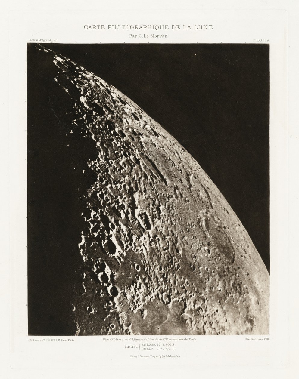Carte photographique de la lune, planche XXIII.A (A Hold fotográfiai ábrája, XXIII.A lemez),augusztus 27. alkotó: Charles le Morvan