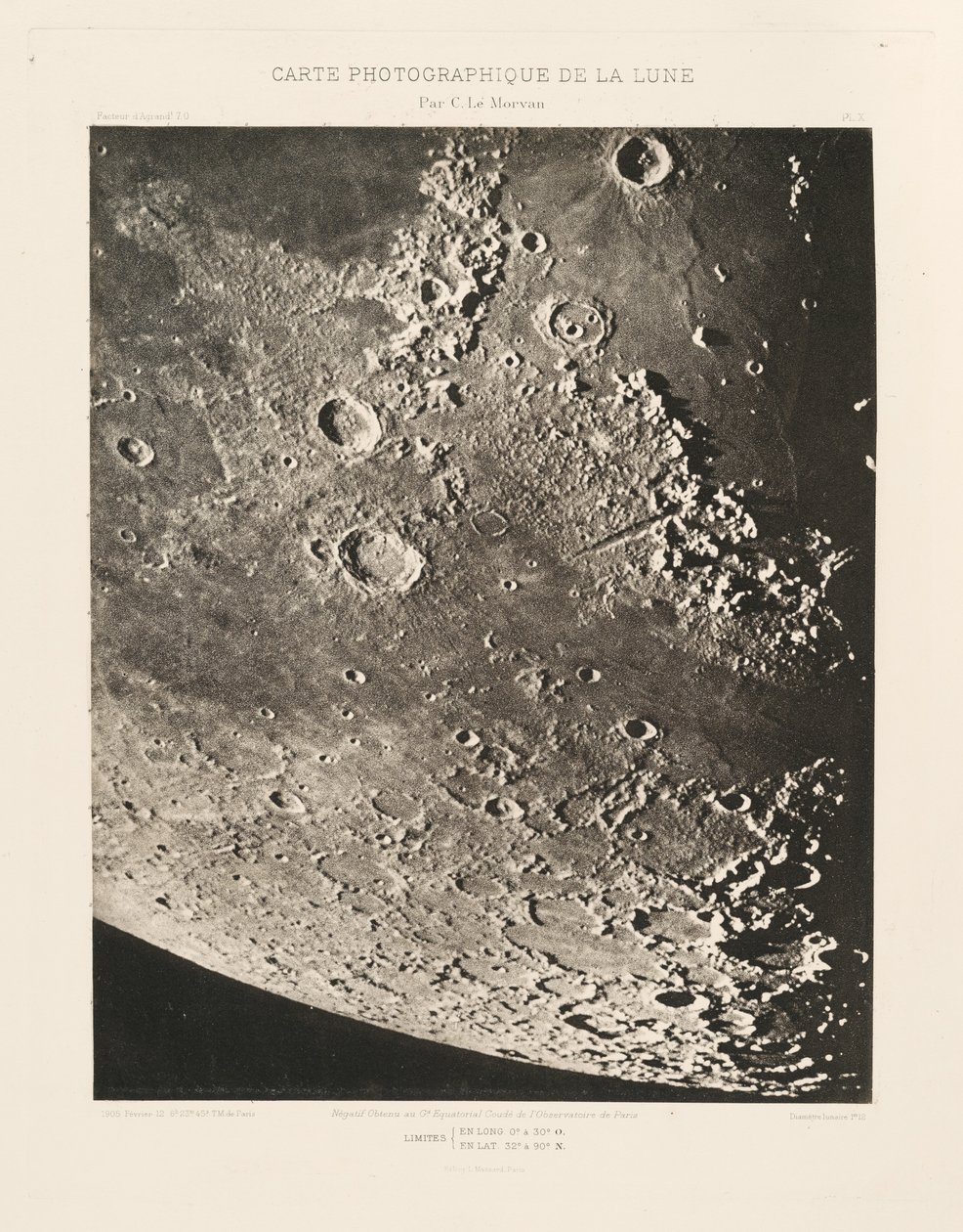 Carte photographique de la lune, planche X (A Hold fényképészeti ábrája, X. lemez),február 12. alkotó: Charles le Morvan