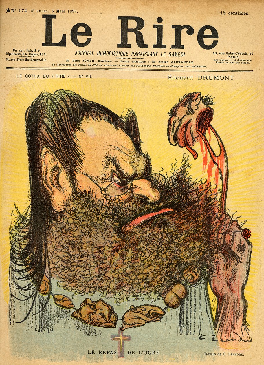 Edouard Drumont karikatúrája a „Le Rire” címlapjáról, 1898. március 5. alkotó: Charles Leandre