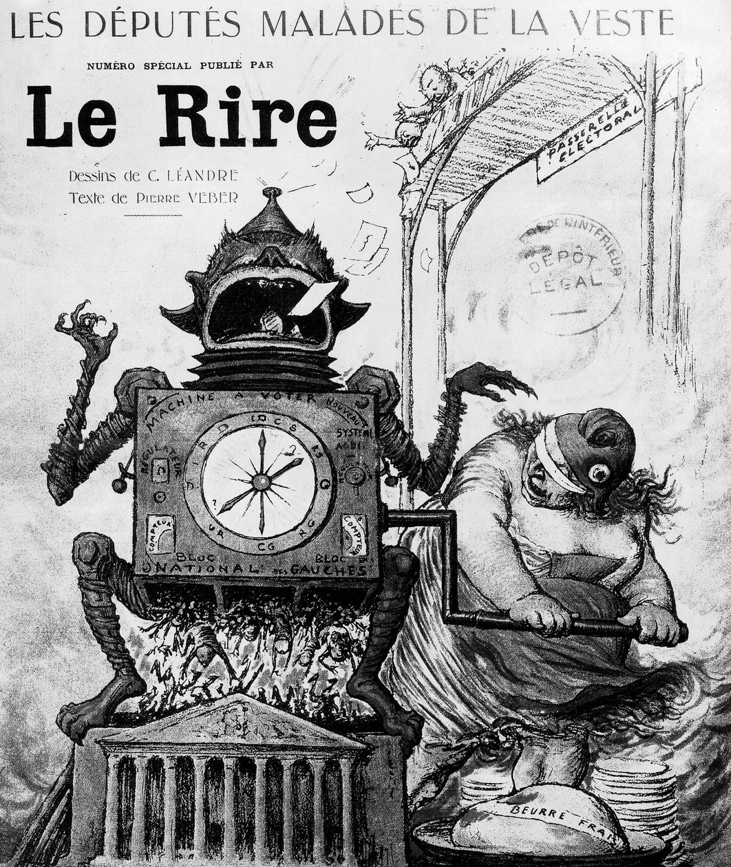 Charles Leandre rajzfilmje az 1924-es általános választásokról, január 19-én jelent meg a Le Rire című lapban alkotó: Charles Leandre