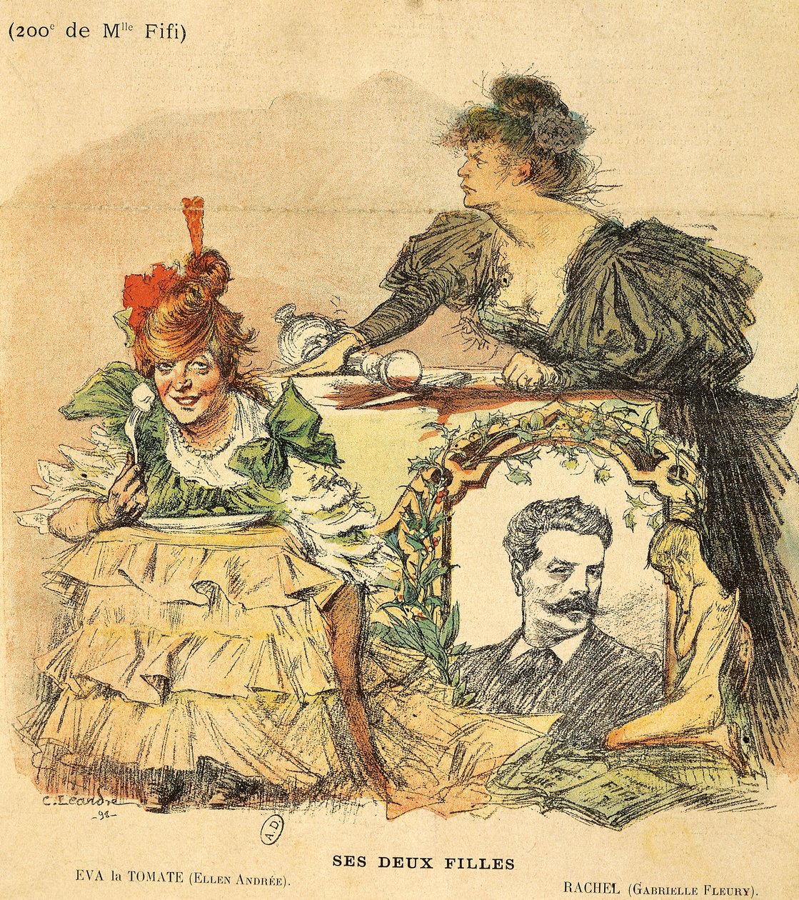 Rajzfilm Mademoiselle Fifi kétszázadik replikájához, Guy de Maupassant novellájából alkotó: Charles Leandre