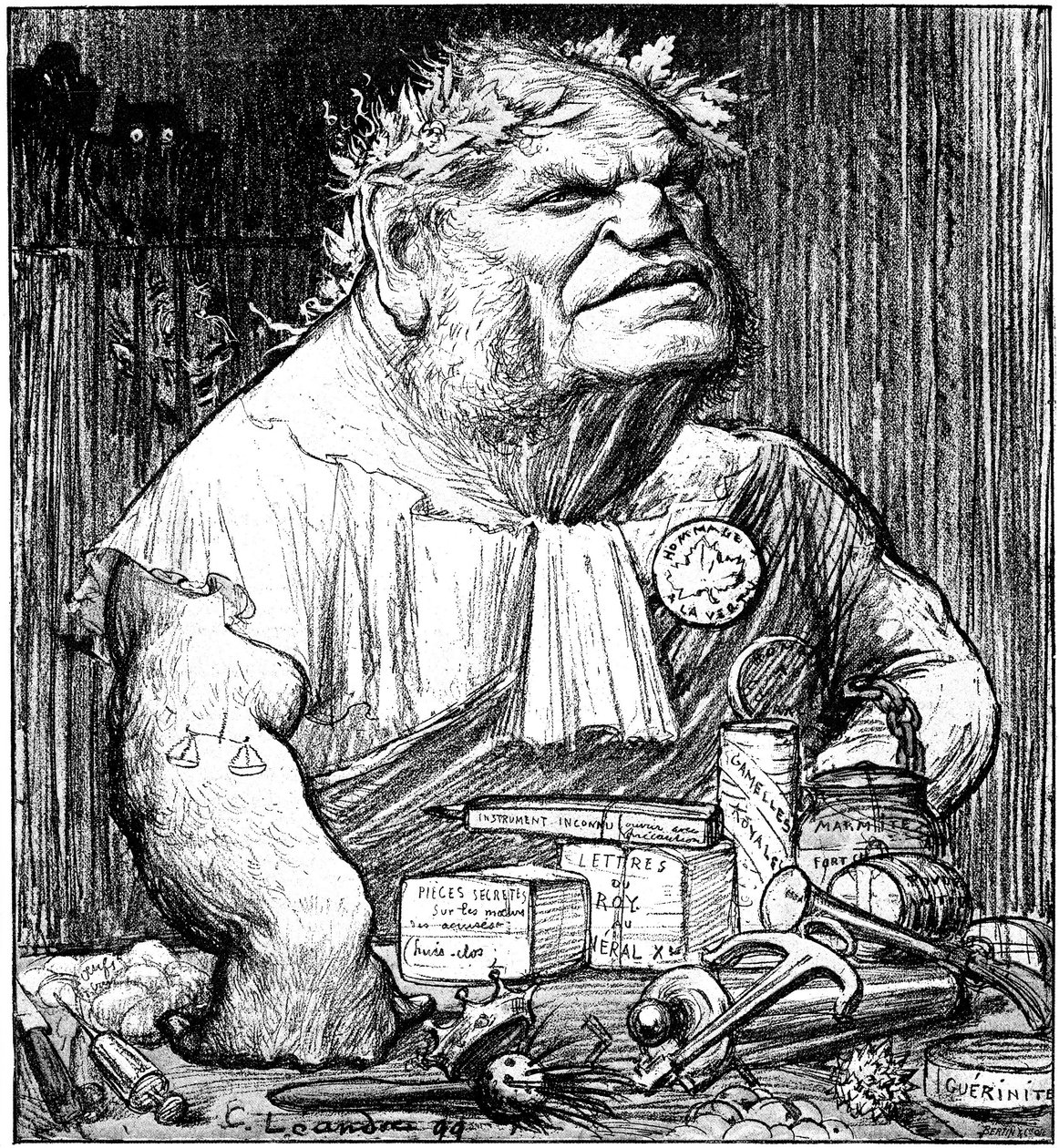 Rene Berenger (1830-1915) rajzfilmje a „Le Rire” szatirikus újságban (metszet) alkotó: Charles Leandre