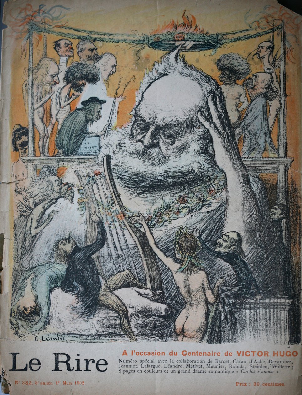 Victor Hugo születésének századik évfordulója, illusztráció a Le Rire számára alkotó: Charles Leandre