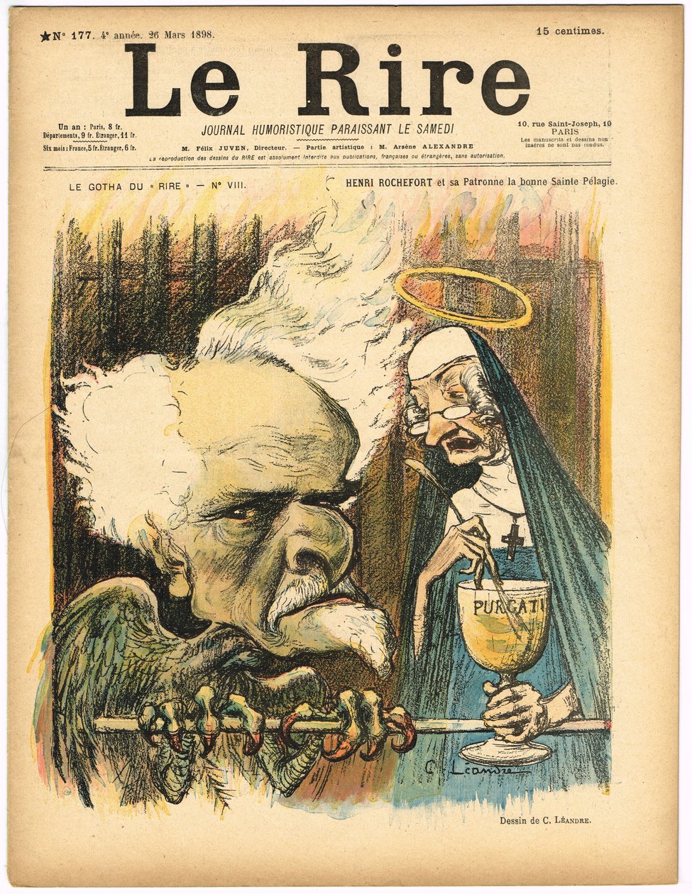 A „Le Lire” borítója, 177. szám, Szatirikus színekben alkotó: Charles Leandre