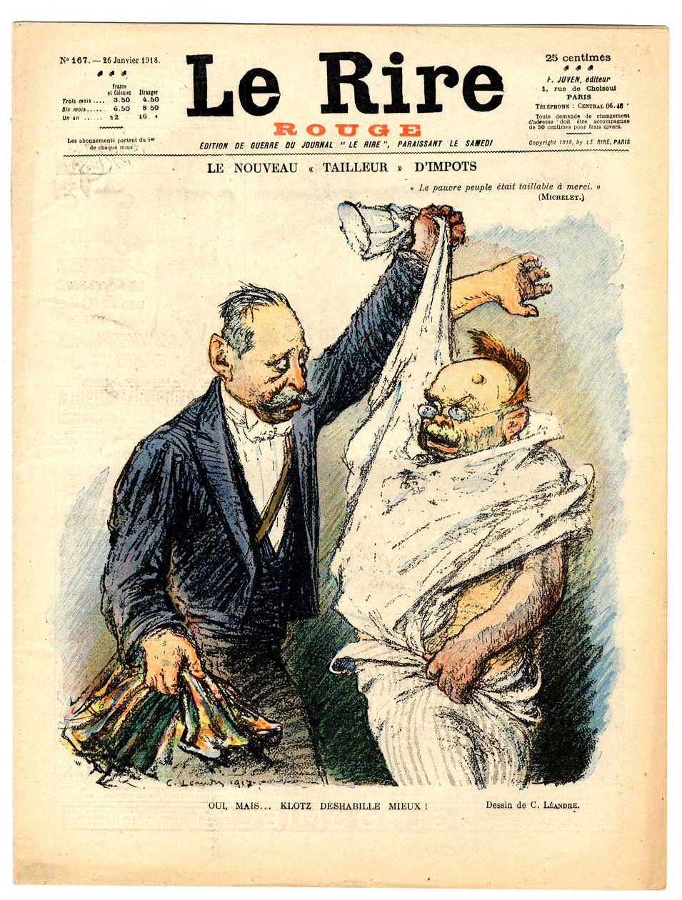 A „Le Lire rouge”, Satiric fekete-fehér borítója alkotó: Charles Leandre