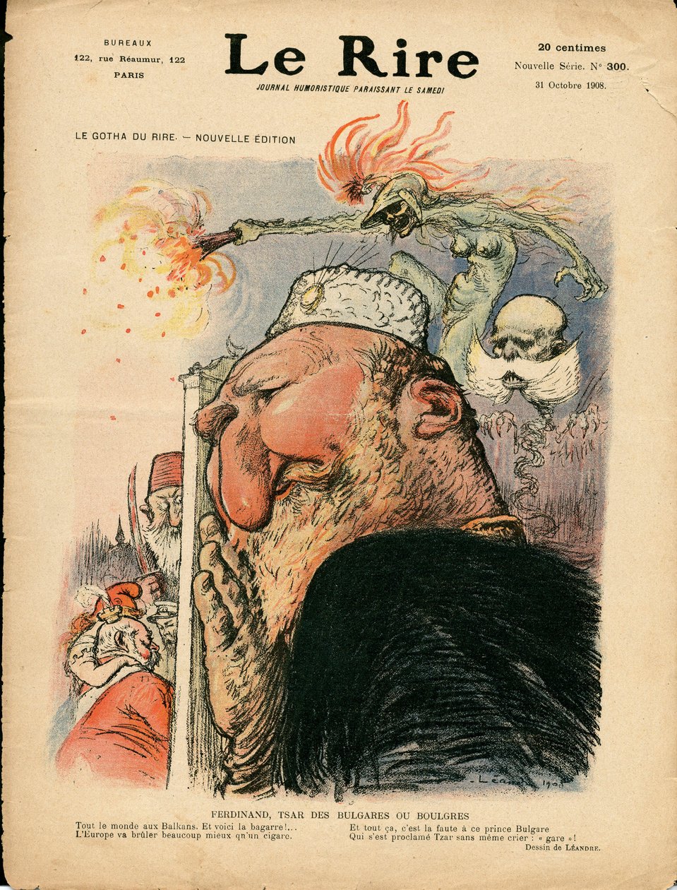 A „” The Laughter” címlapja, színekben szatirikus alkotó: Charles Leandre