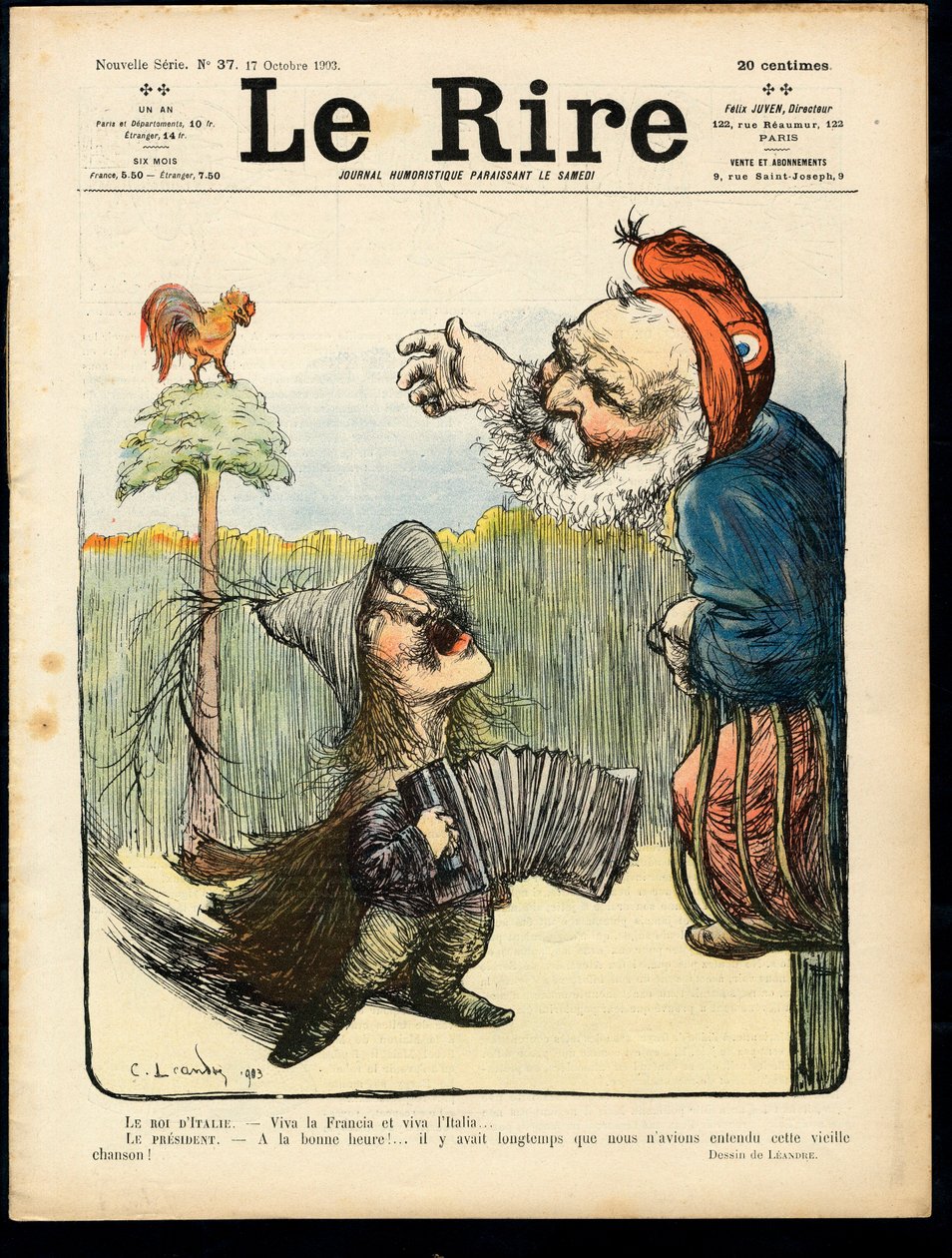 A „” The Laughter” címlapja, színekben szatirikus alkotó: Charles Leandre