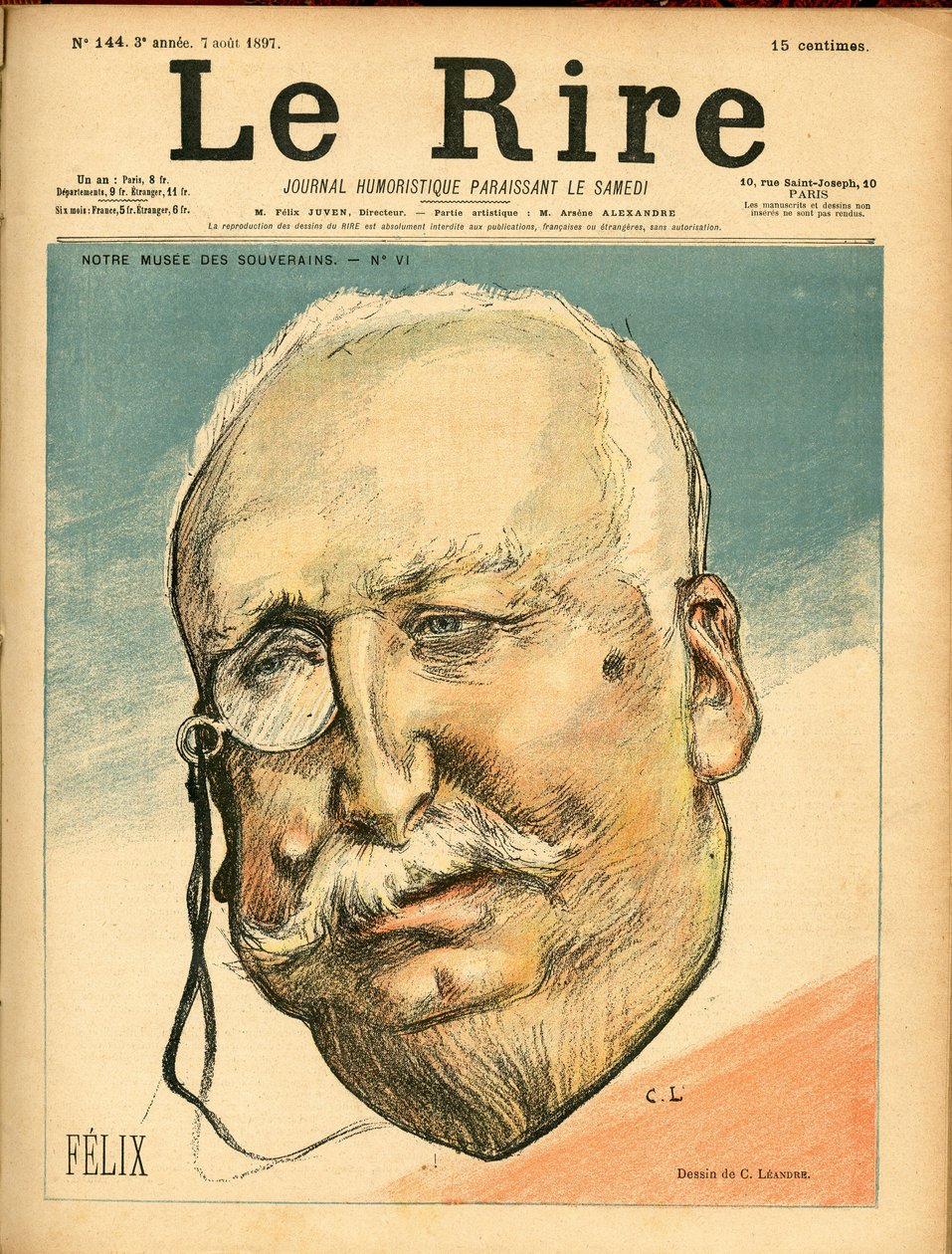 A „” The Laughter” címlapja, színekben szatirikus alkotó: Charles Leandre