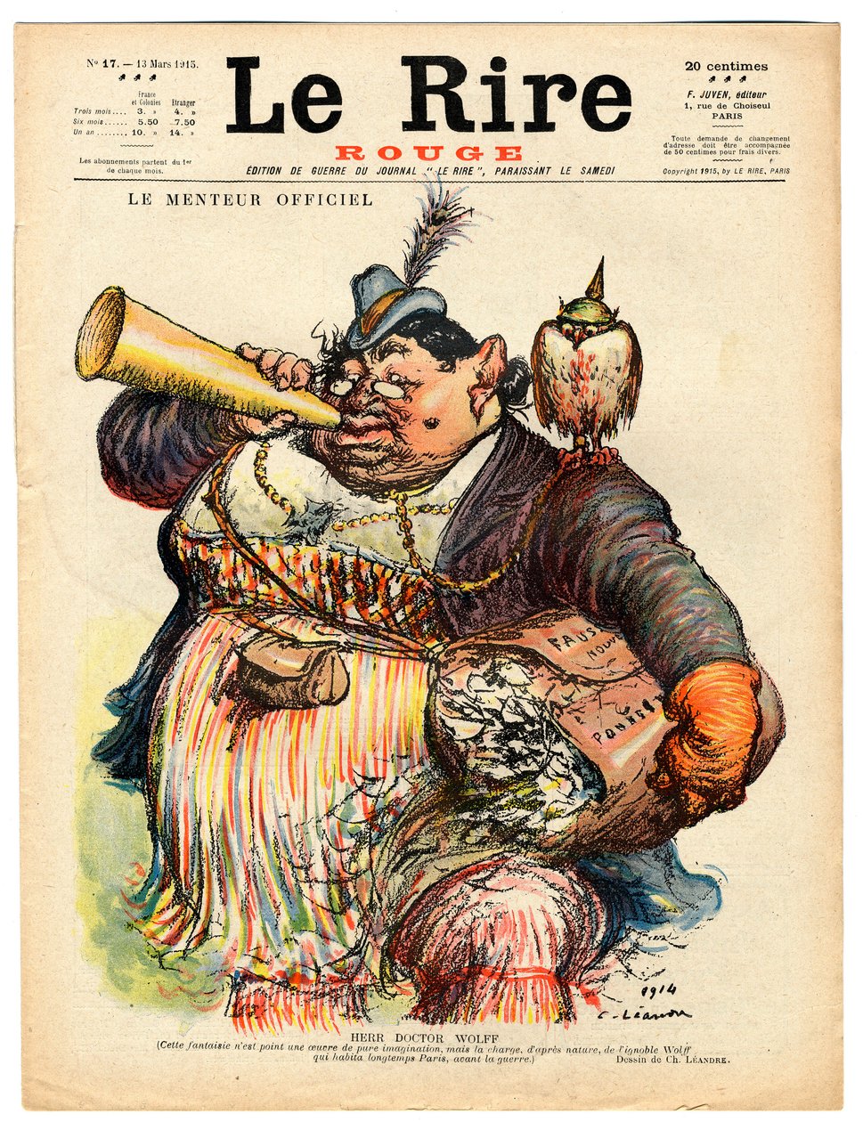 A „The Red Laughter” címlapja, színekben szatirikus alkotó: Charles Leandre