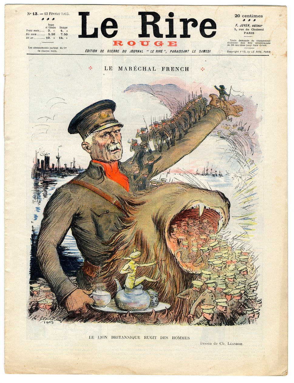 A „The Red Laughter” címlapja, színekben szatirikus alkotó: Charles Leandre