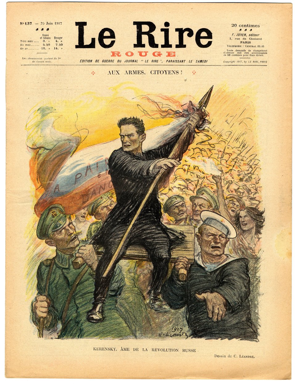 A „The Red Laughter” címlapja, színekben szatirikus alkotó: Charles Leandre
