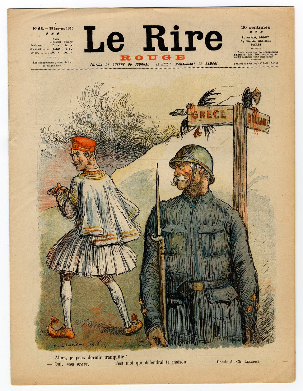 A „The Red Laughter” címlapja, színekben szatirikus alkotó: Charles Leandre
