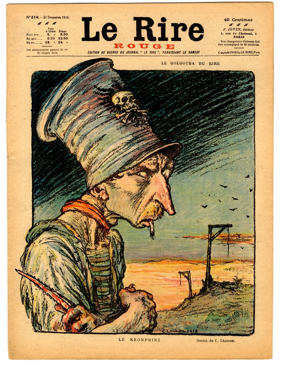 A „The Red Laughter” címlapja, színekben szatirikus alkotó: Charles Leandre