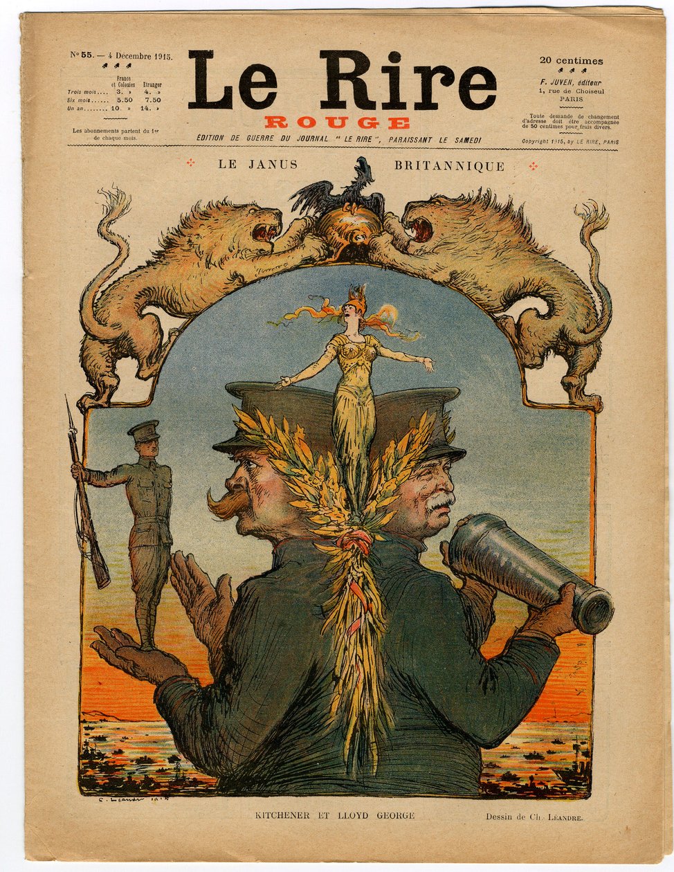 A „The Red Laughter” címlapja, színekben szatirikus alkotó: Charles Leandre