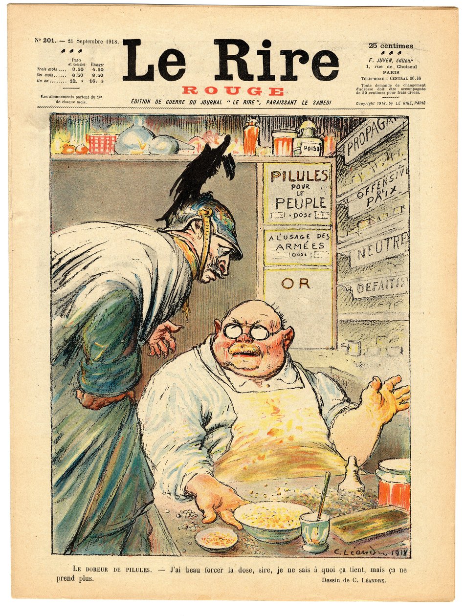 A „The Red Laughter” címlapja, színekben szatirikus alkotó: Charles Leandre