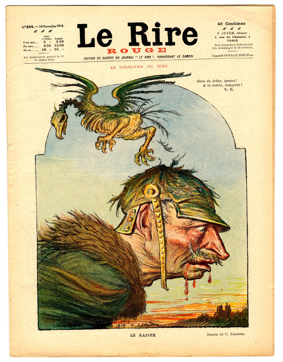 A „The Red Laughter” címlapja, színekben szatirikus alkotó: Charles Leandre