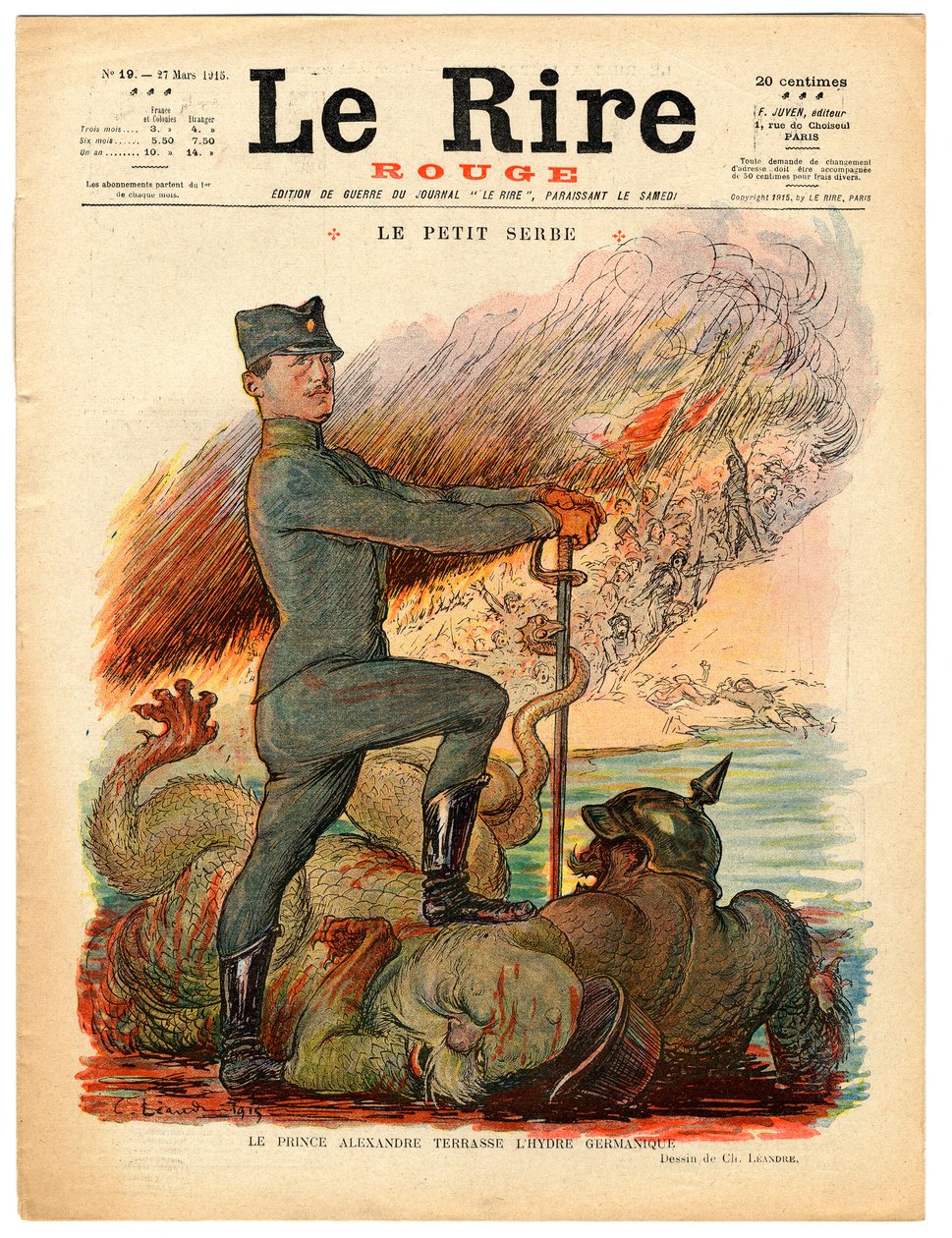A „The Red Laughter” címlapja, színekben szatirikus alkotó: Charles Leandre