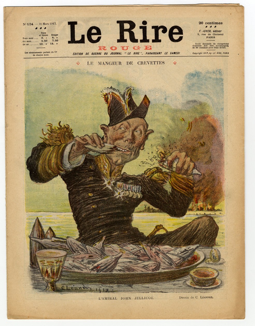 A „The Red Laughter” címlapja, színekben szatirikus alkotó: Charles Leandre