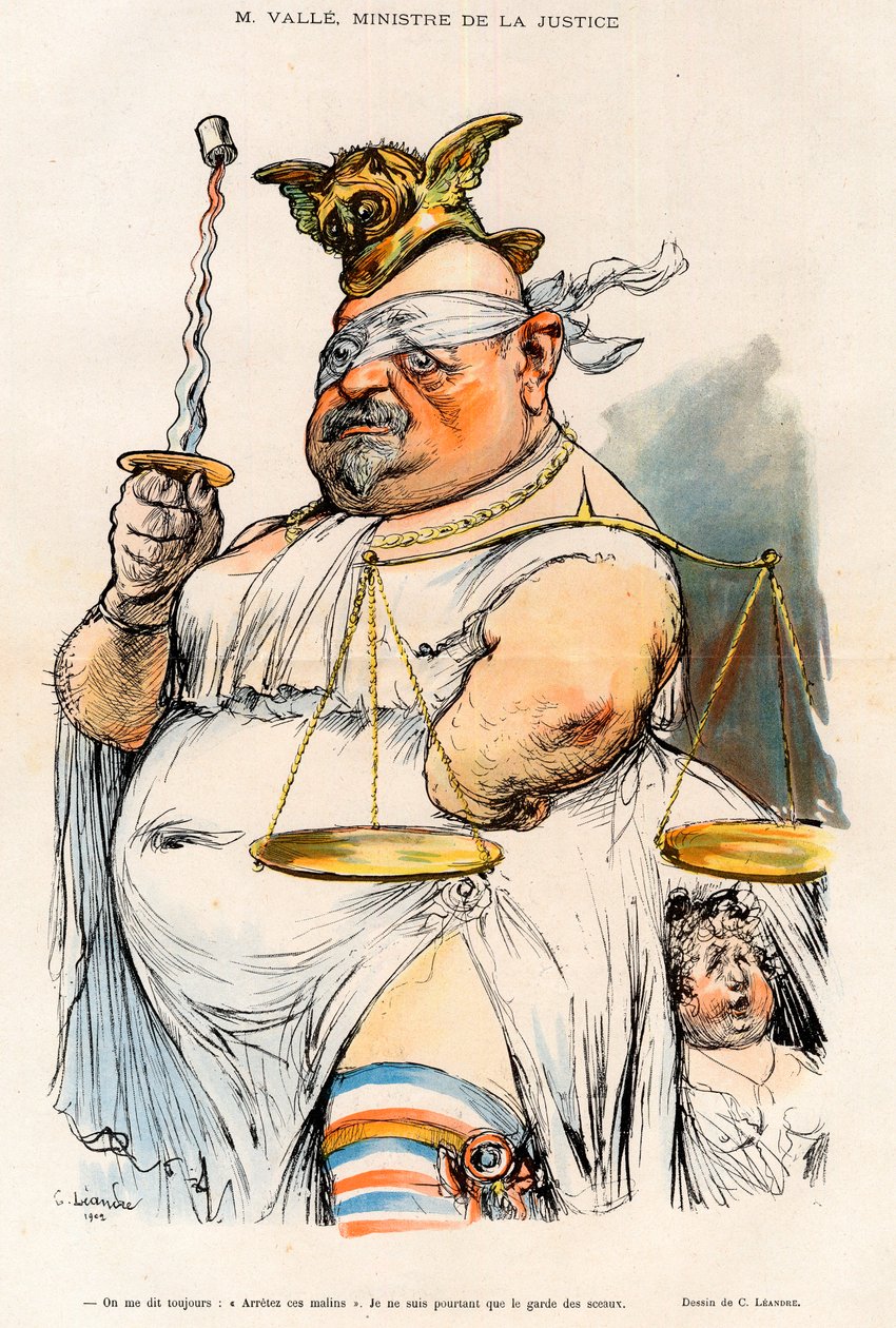 Ernest Valle (1845-1920) – igazságügyi miniszter 1902-ben – Charles Leandre (1862-1934) rajzfilmje a „Le Rire””-ben, 1902 alkotó: Charles Leandre