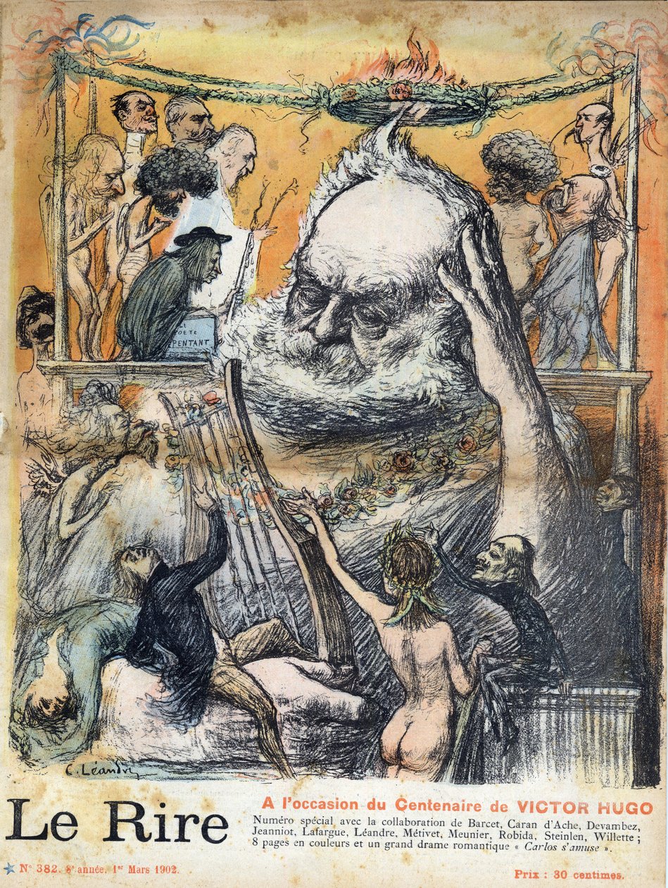 A „Le rire” című újság 1902. március 1-jei első oldala a születés századik évfordulója alkalmából Victor Hugo: Victor Hugo rajzfilm, Charles Leandre - Victor Hugo francia író, Charles Leandre, a lap címlapja 1902 márciusában alkotó: Charles Leandre