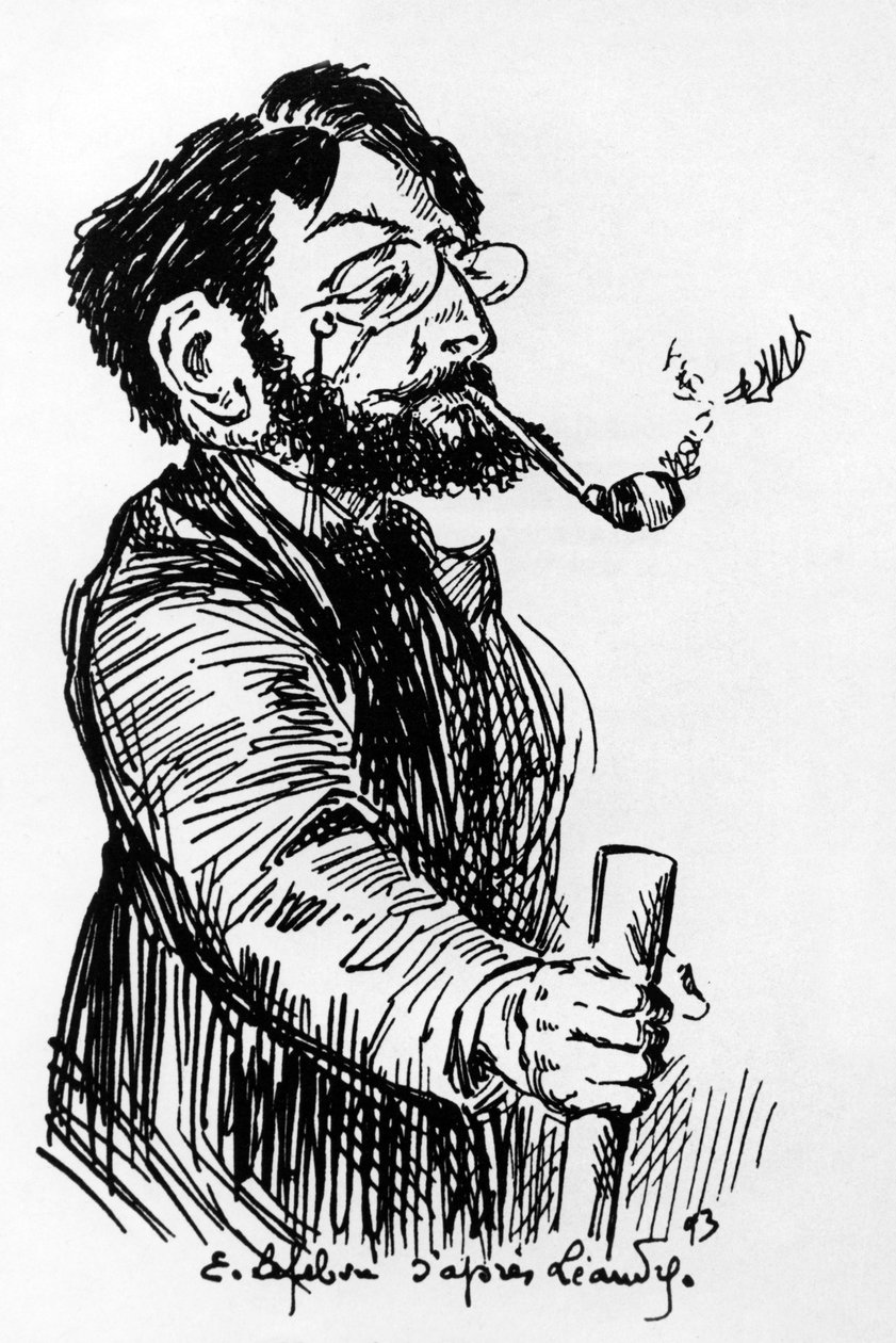 Henri Riviere (1864-1951) francia művész és tervező (árnyjáték a Cabaret Le Chat Noirban), E. Lefebvre rajza Leandre nyomán alkotó: Charles Leandre