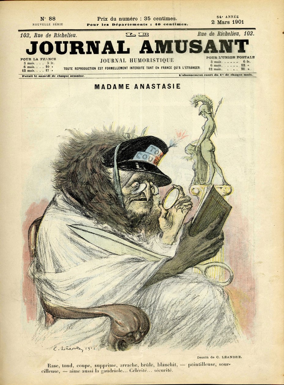 Charles Leandre (1862-1934) illusztrációja a Le Journal Fun borítójára alkotó: Charles Leandre